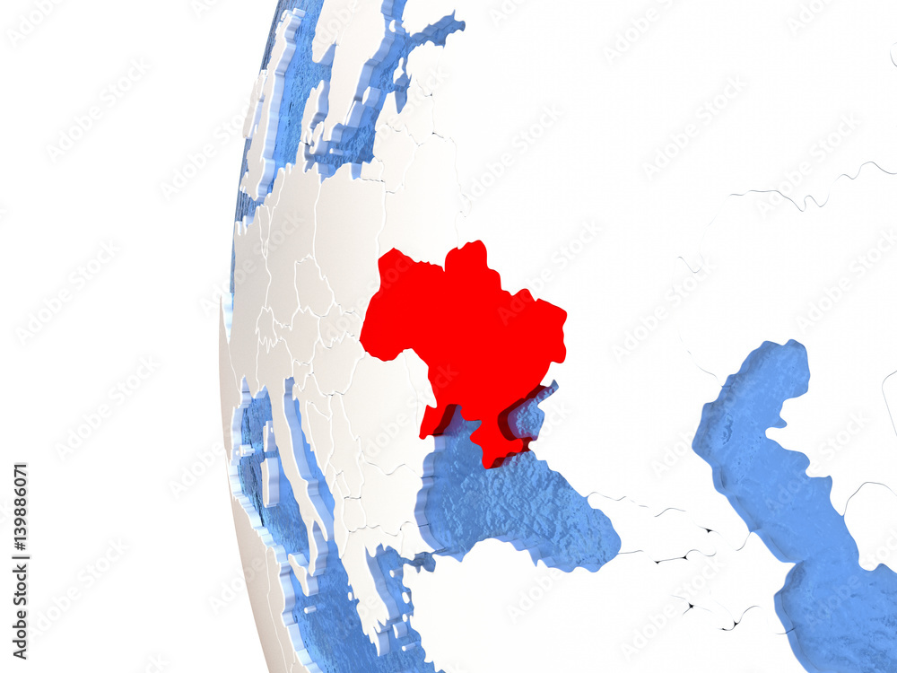 Fototapeta premium Ukraine on globe