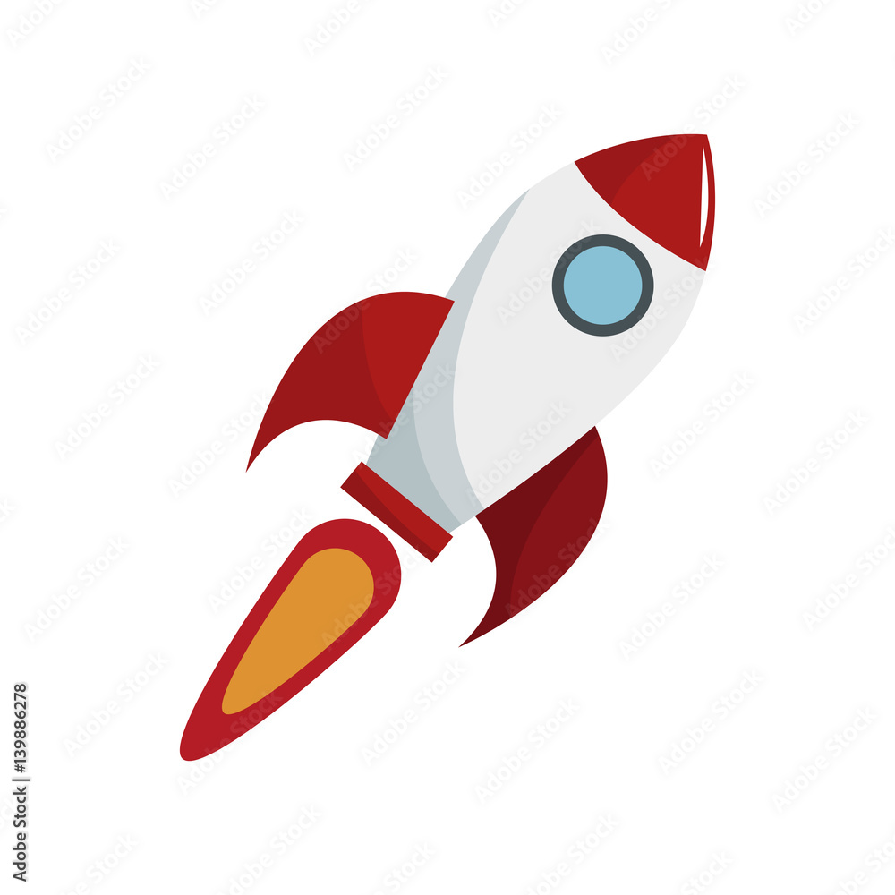 Fototapeta premium space rocket icon over white background. colorful design. vector illustration