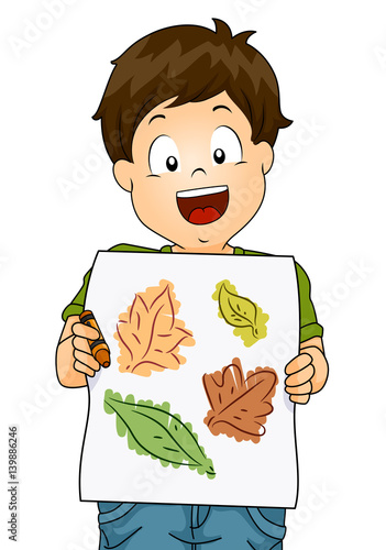 Kid Boy Leaf Rubbings Crayon