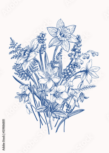 Bouquet with spring flowers.