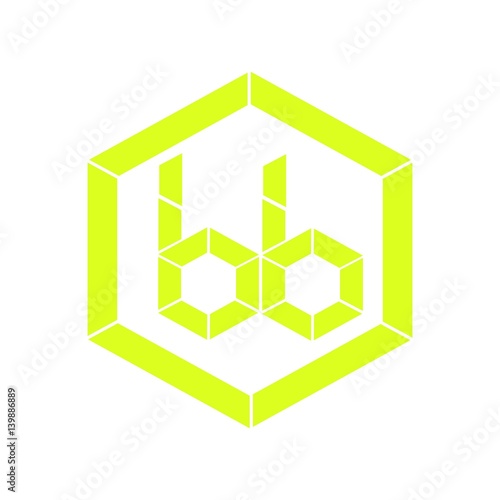 initial letter bb yellow color logo vector