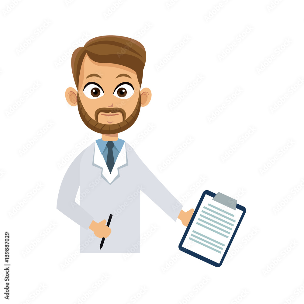 medical doctor man cartoon icon over white background. colorful design. vector illustration medical doctor man cartoon icon over white background. colorful design. vector illustration