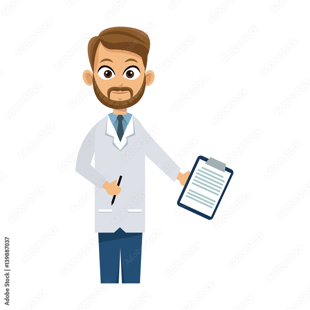 medical doctor man cartoon icon over white background. colorful design. vector illustration medical doctor man cartoon icon over white background. colorful design. vector illustration