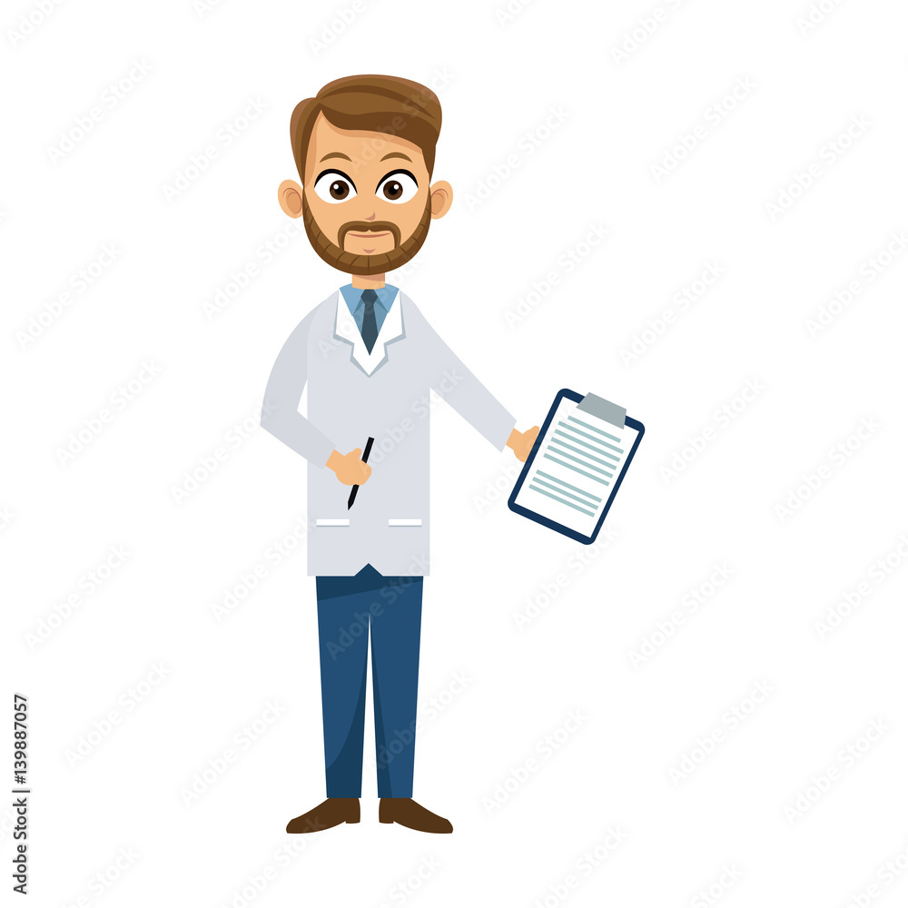 medical doctor man cartoon icon over white background. colorful design. vector illustration medical doctor man cartoon icon over white background. colorful design. vector illustration