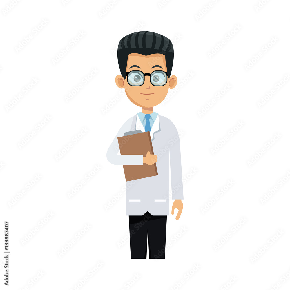medical doctor man cartoon icon over white background. colorful design. vector illustration