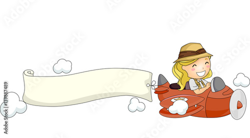 Kid Girl Explorer Airplane Banner