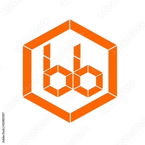 initial letter bb orange color logo vector