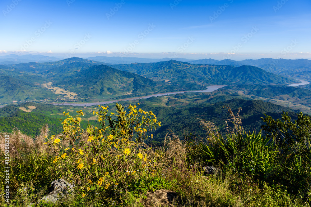 View from Doi Pha Tang viewpoint ,Chiang Rai province in Thailand.  beautiful location