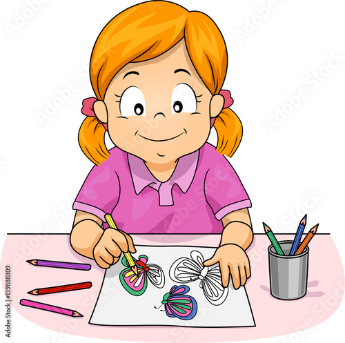Kid Girl Colored Pencil Act...