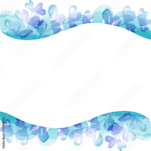 plant frame of pastel color watercolor painting texture