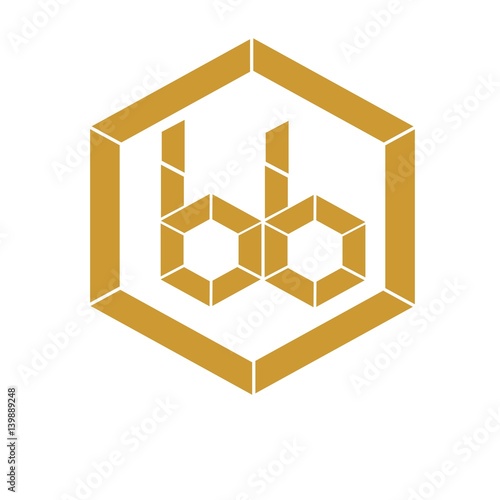 initial letter bb gold color logo vector