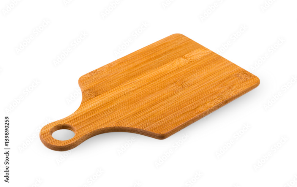 wooden cutting board on white wooden cutting board on white