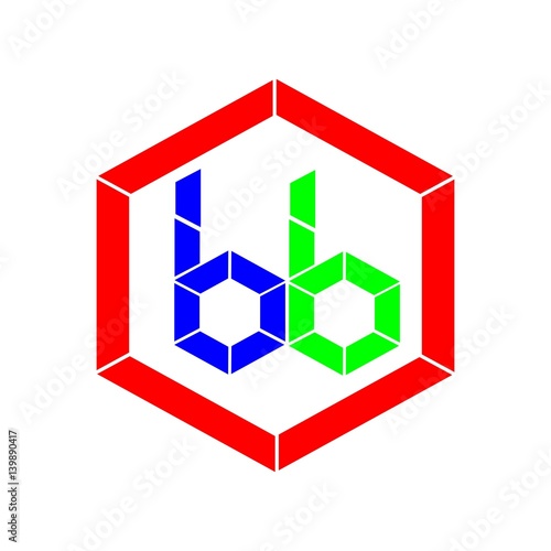 initial letter bb blue and green color logo vector