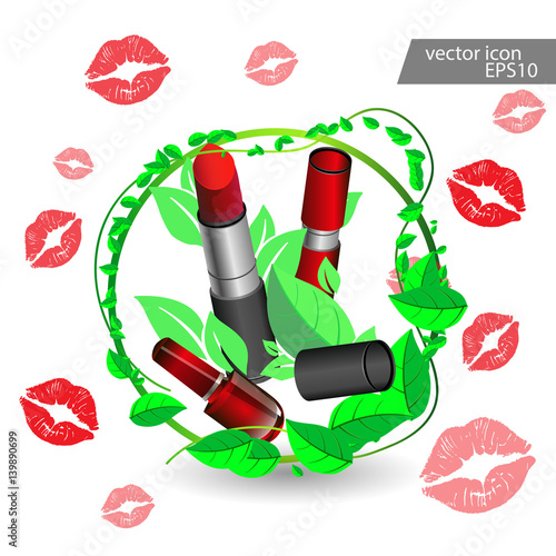 Lipstick pink icon beauty salon cosmetics. photo