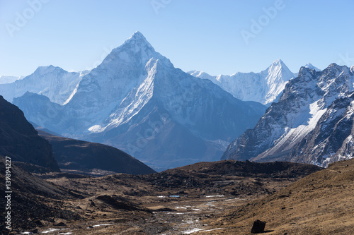 Ama Dablam mountain peak in a morning, Everest region, Nepal