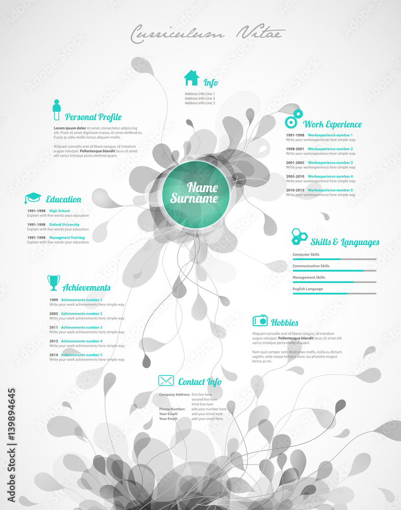 Naklejka premium Creative, green color CV / resume template.