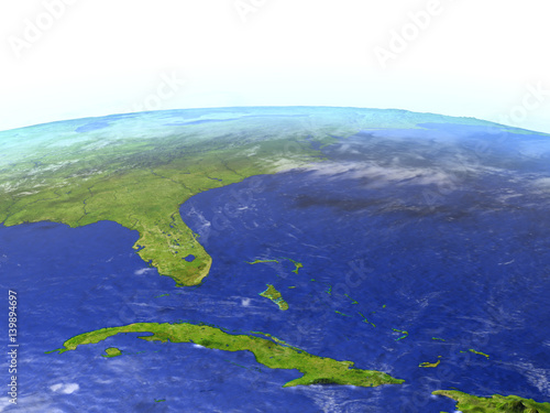 East coast of USA on realistic model of Earth
