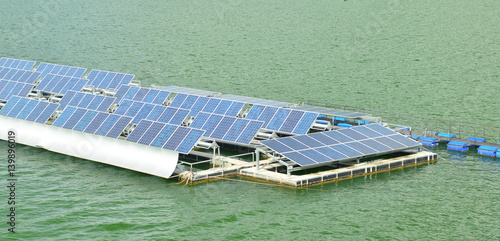 Solar panels on the water. photo