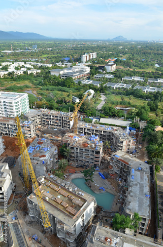 High angle view of a constr...