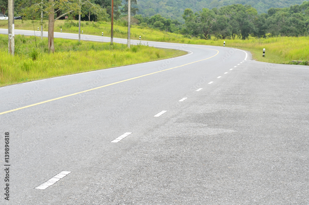 Road along forest at Khao Yai national park, Thailand