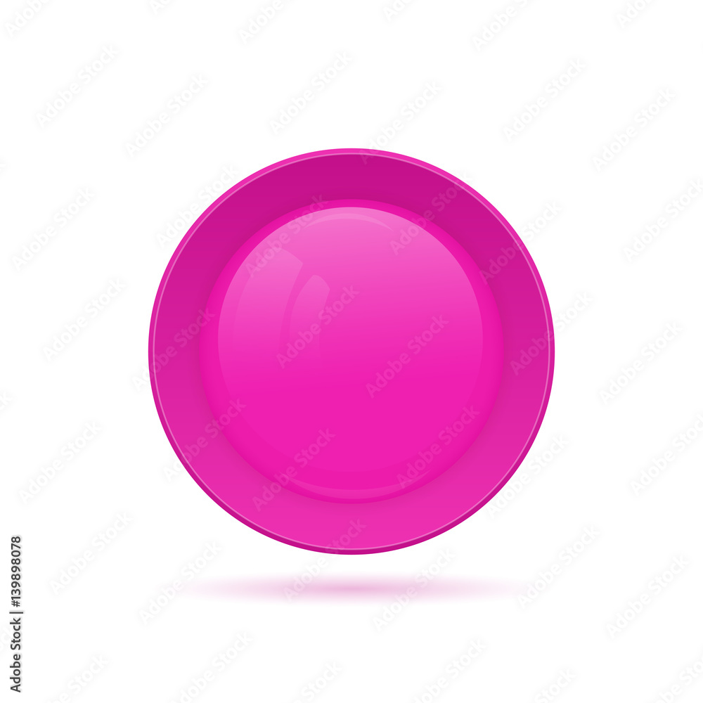 Fototapeta premium Blank round button for website. 3D glass button. Vector illustration.