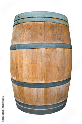 Oak wine barrel isolate on white wit clipping path