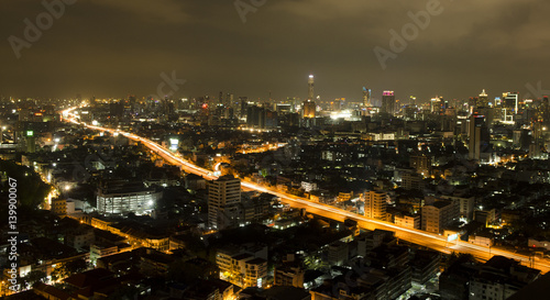 Modern urban landscape and the bustling streets in the evening