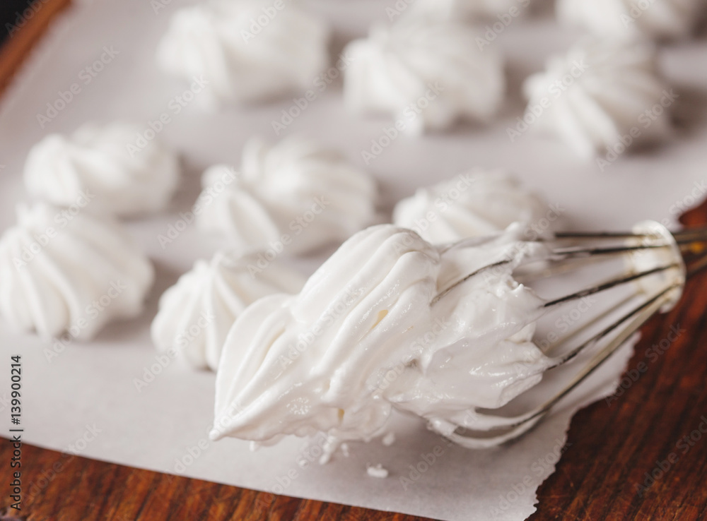 Raw white meringue