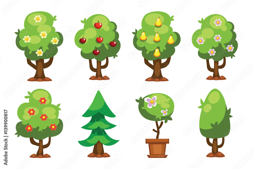 Cartoon garden green tree vector illustration. Cartoon garden green tree vector illustration.