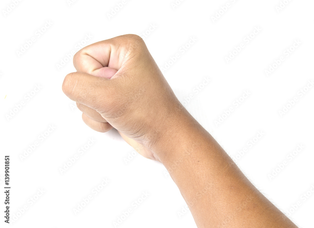 Image of male showing fist isolated over white Image of male showing fist isolated over white