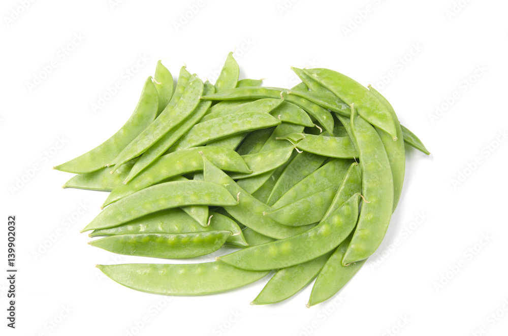 Pods of green pea sweet isolated on white Pods of green pea sweet isolated on white