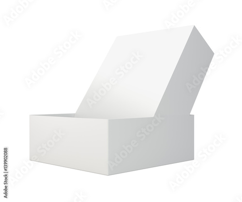 Empty open cardboard isolated on white background. 3d rendering