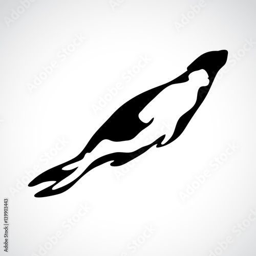 Scuba Diver and Seal Animal Silhouette