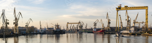 Szczecin ,Poland-January 2017:industrial areas of the former shipyard in Szczecin in Poland, currently being revitalized