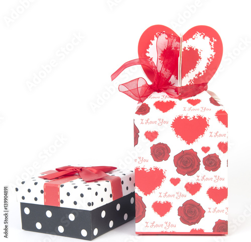 Wallpaper Mural red gift box, with ribbon and Christmas decoration Torontodigital.ca