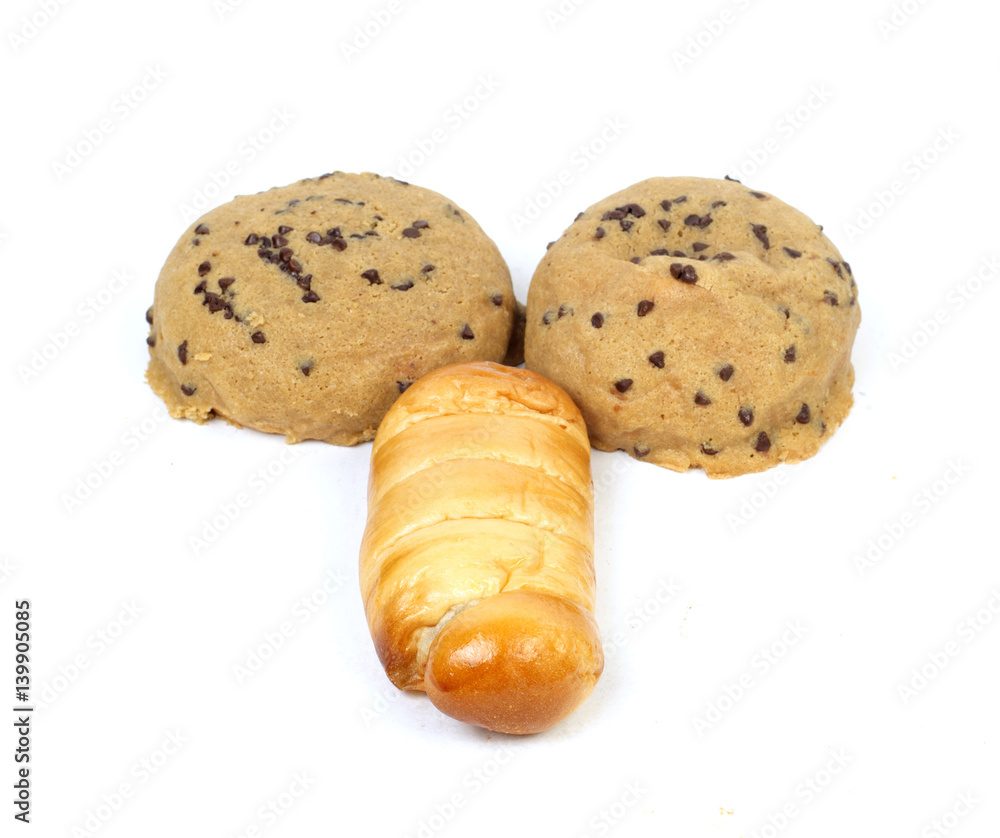 male penis and testicles concept eggs with sausage and bread isolated