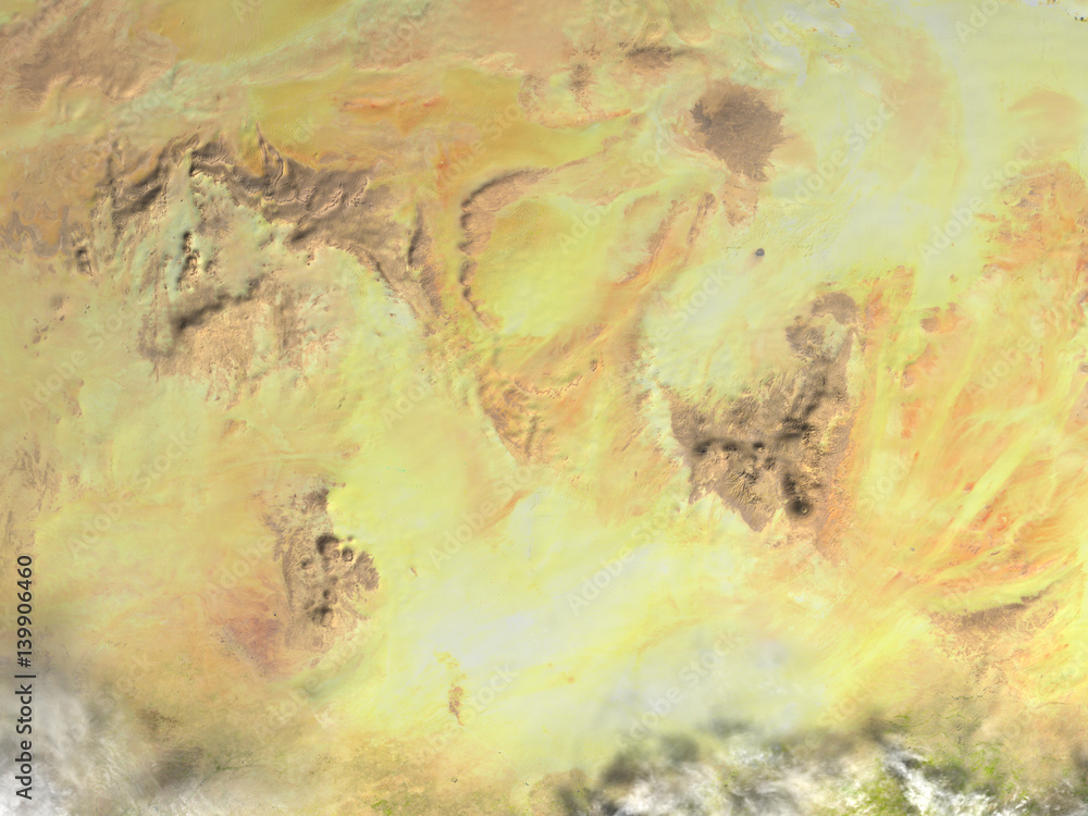Sahara on realistic model of Earth