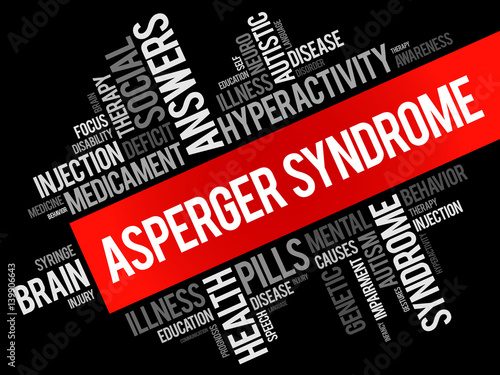 Asperger syndrome word cloud collage, health concept background