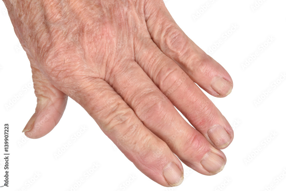 Fototapeta premium Hands of senior woman isolated on white