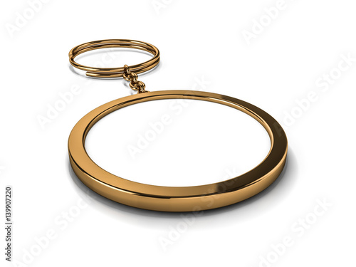 Blank gold keychain. Mockup