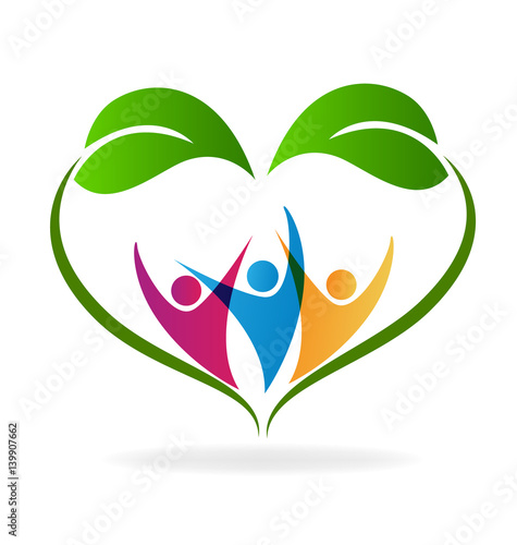 Ecology happy people and healthy life logo