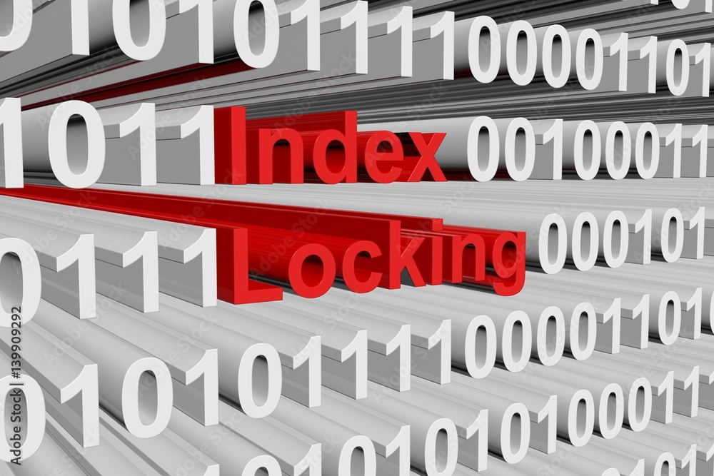 index locking as binary code, 3D illustration