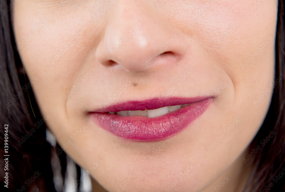 Fototapeta premium red lips, close-up portrait