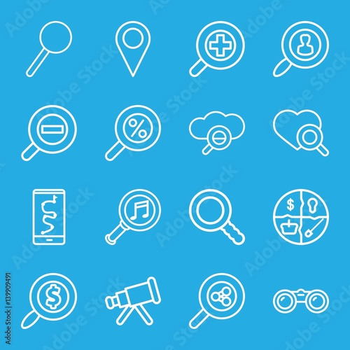 Set of 16 search outline icons