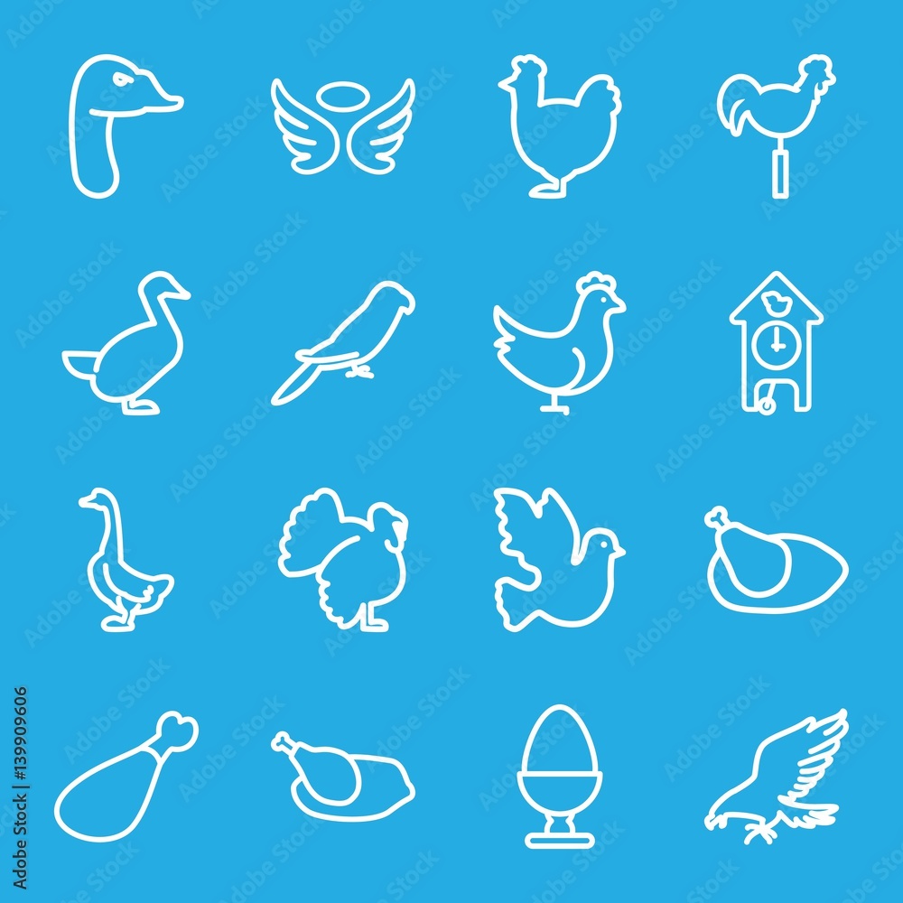 Set of 16 bird outline icons Set of 16 bird outline icons
