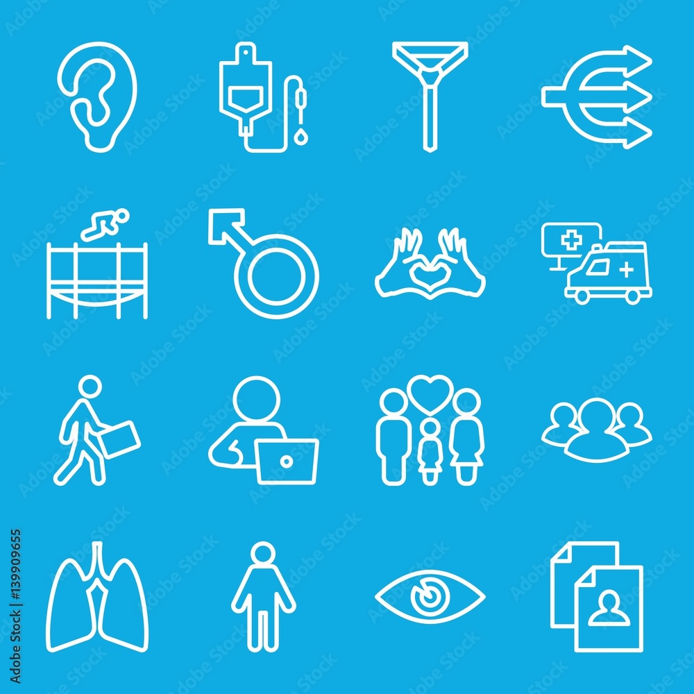 Set of 16 human outline icons Set of 16 human outline icons