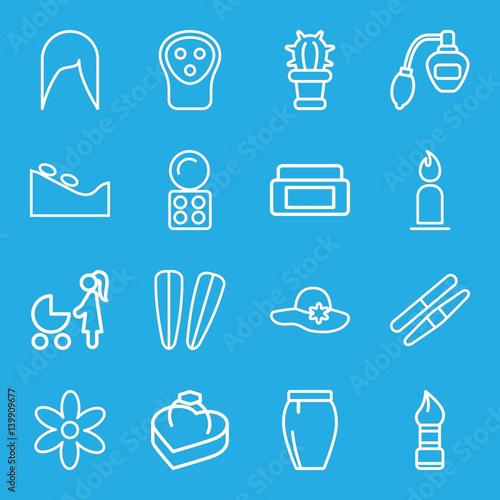 Set of 16 beauty outline icons