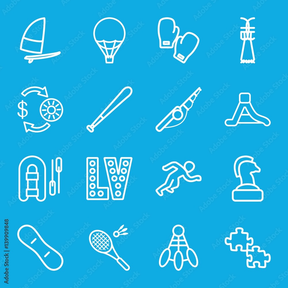 Set of 16 leisure outline icons Set of 16 leisure outline icons