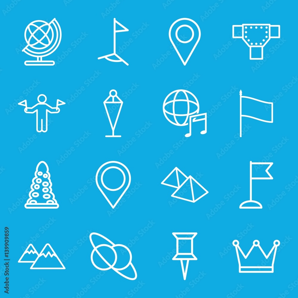 Set of 16 map outline icons