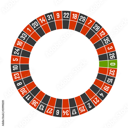 Roulette Casino Wheel Template with Zero on White Background. Vector